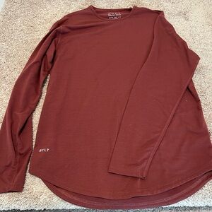 Large - BYLT Basics Drop Cut Long Sleeve Shirt - Maroon